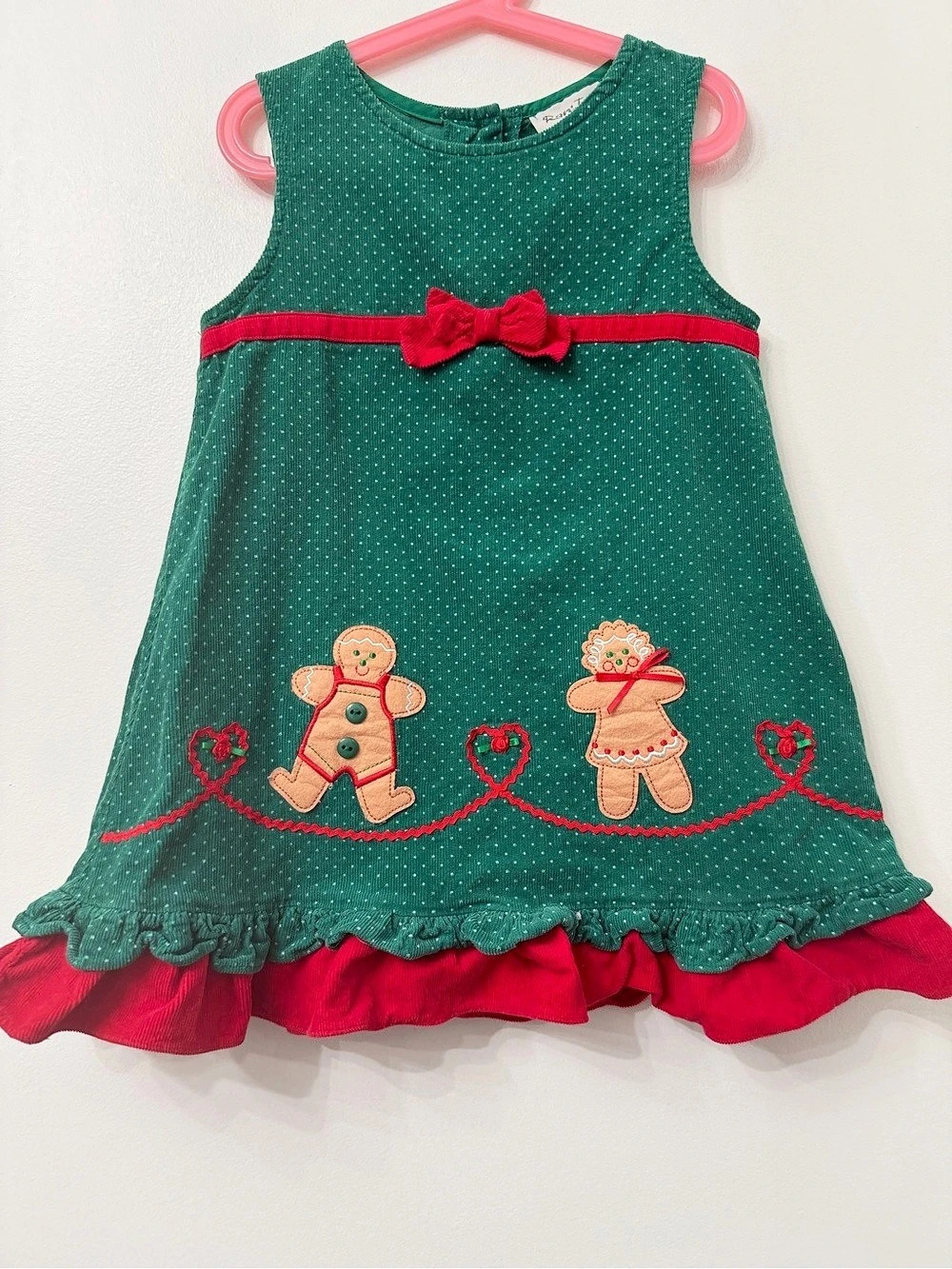 Rare Too! Jumper! Holiday Gingerbread Dress in Green & Red Girls Size 6